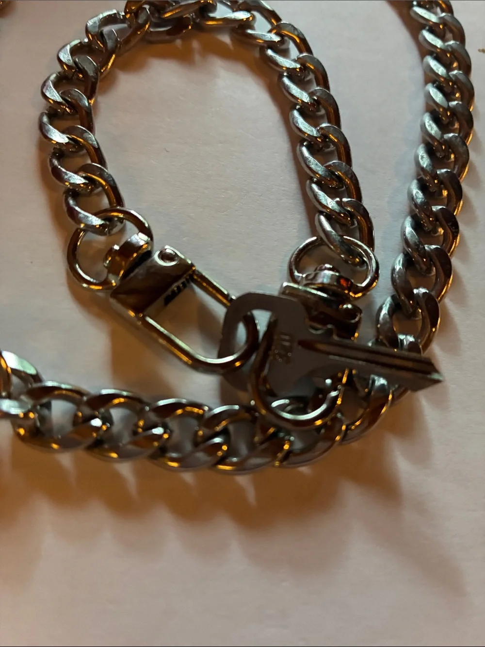 Louis Vuitton Silver-Tone Padlock Chain Necklace
